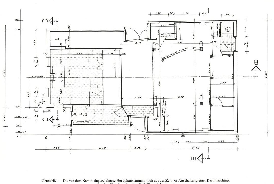 Historischer Grundriss des Landarbeiterhauses aus Stapelmoorerheide
